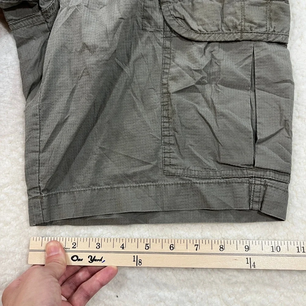 Chaps Cargo Shorts Mens 33 Moss Green Ripstop Cotton Utility Casual Outdoor 7425